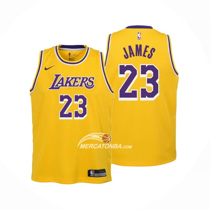 Maglia Bambino Los Angeles Lakers LeBron James NO 23 Icon 2022-23 Giallo